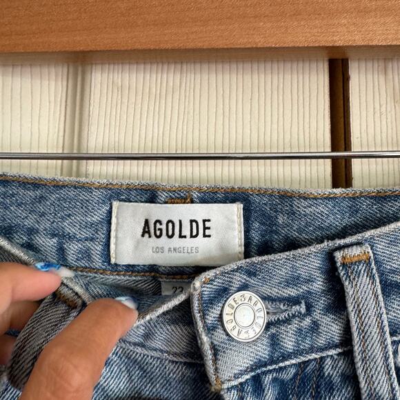 Agolde Straight Jeans size 23 Medium Wash High Rise denim classic quiet luxury - Picture 3 of 5
